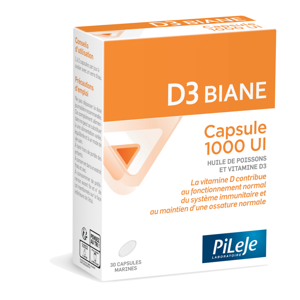 Pileje D3 Biane Vitamin D3 1000 IU 30 marine capsules