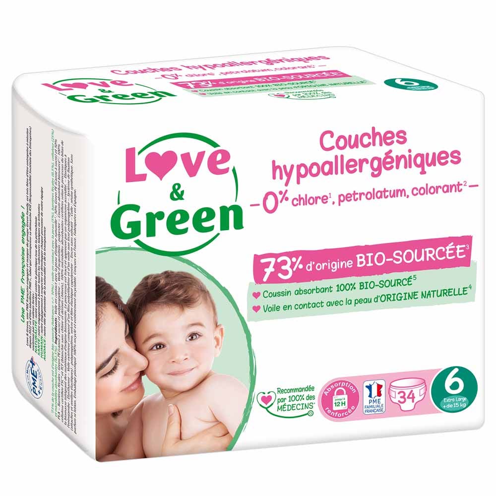 Love&Green Hypoallergenic nappies Size 6 XL + over 15kg x34