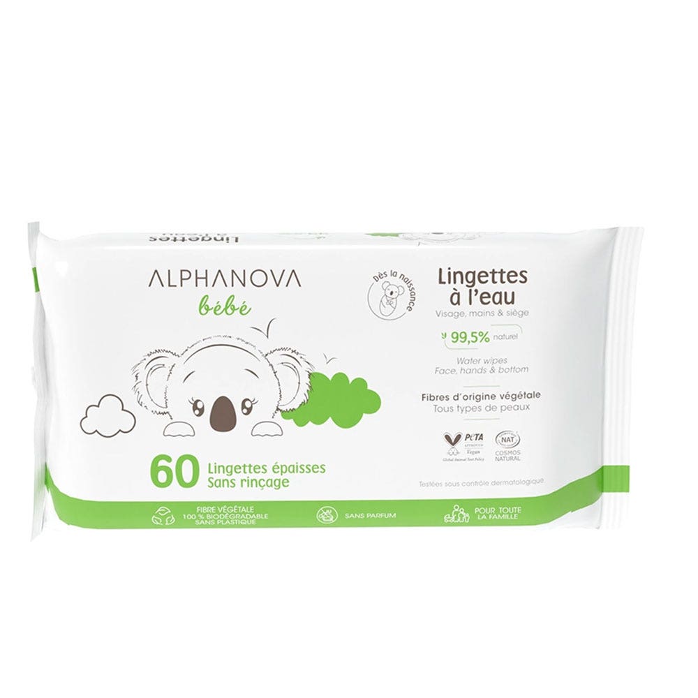 Alphanova Bébé Baby cleansing wipes no-rinse 60 capsules