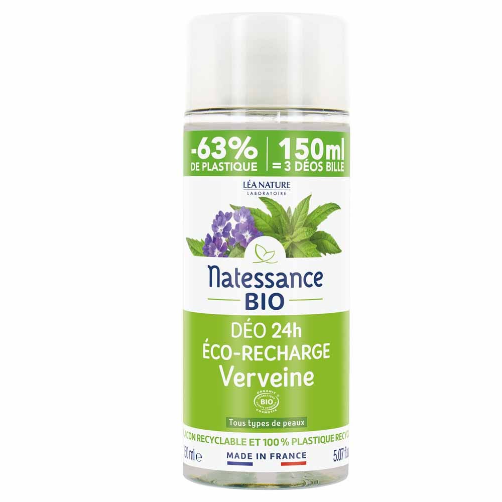 Natessance Eco refill 24-hour organic verbena deodorant suitable for all skin types 150 ml