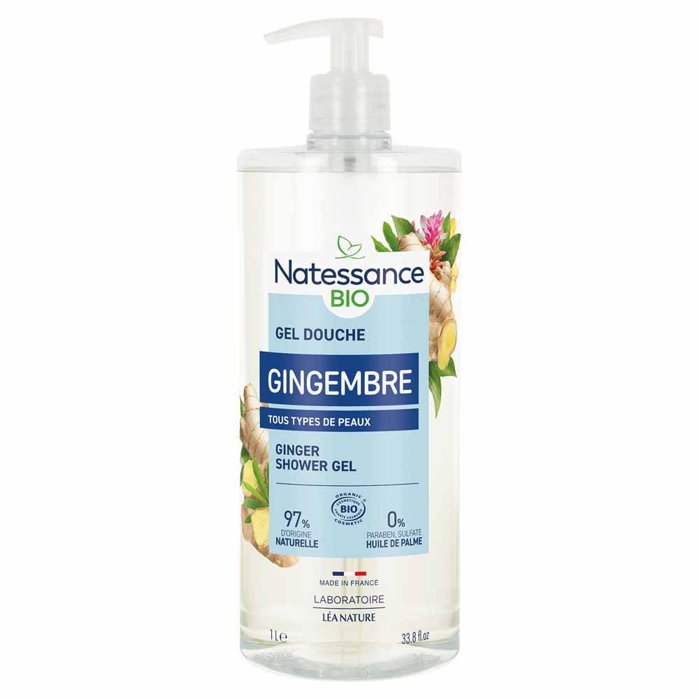 Natessance Shower Stimulating organic ginger shower gel 1l