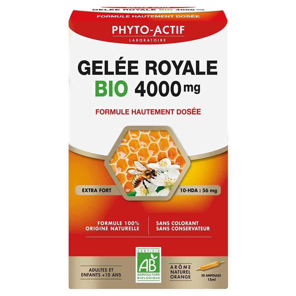 Phyto-Actif Organic royal jelly 4000 mg with 10-HDA 20 Ampulas