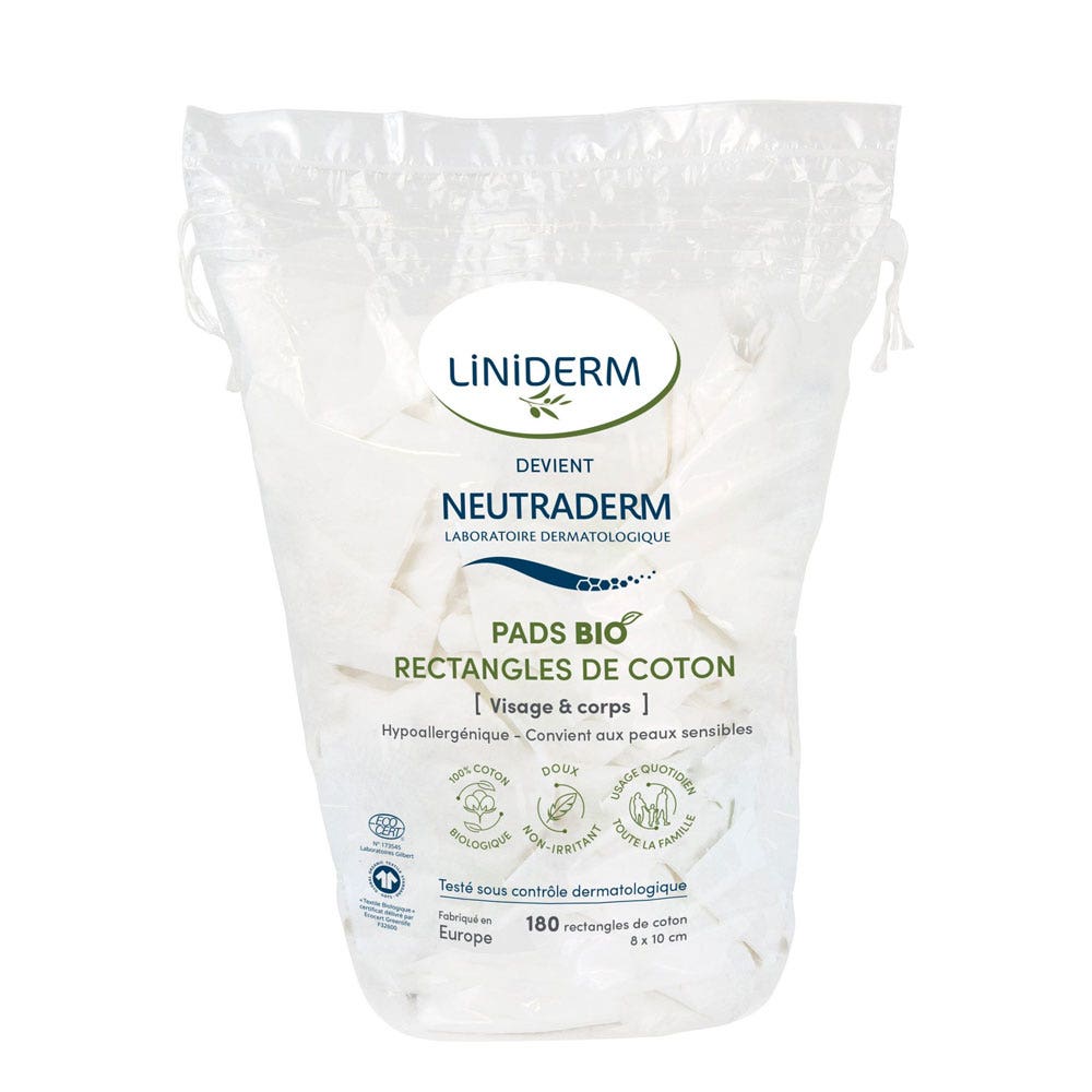Neutraderm Organic pads 8 x 10 cm pads 180 cotton pads