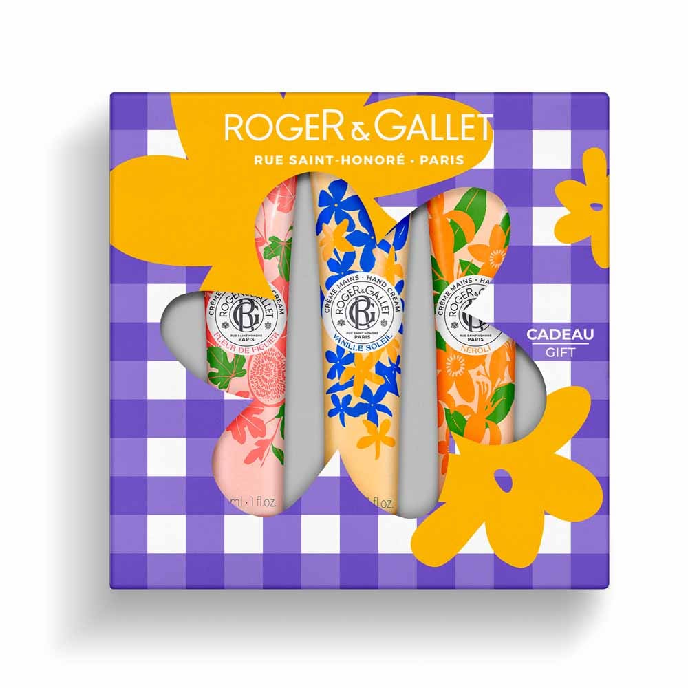Roger & Gallet Hand cream trio gift set in Fig, Vanilla, and Neroli 30ml