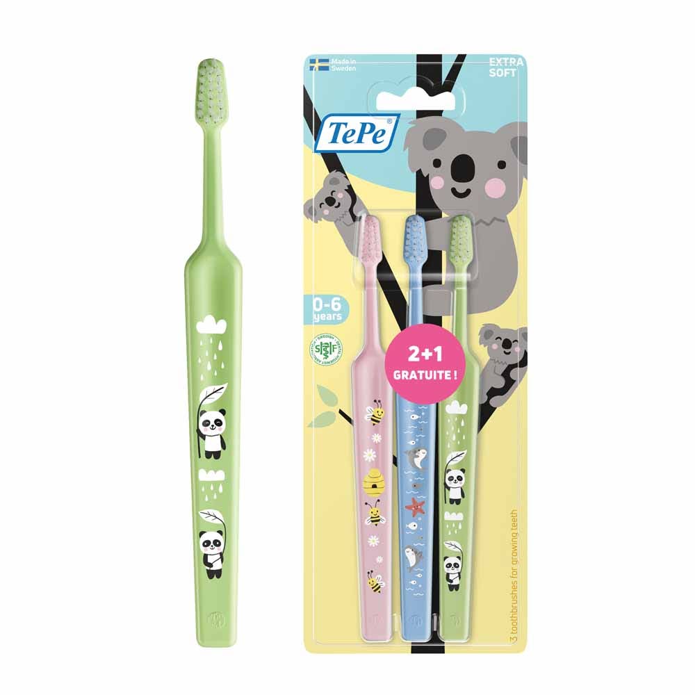 TePe Mini Extra Soft Soft baby toothbrushes for ages 0-3 3 x