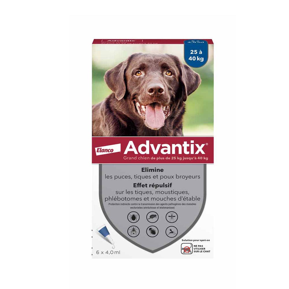 Advantix Pipettes for large dogs for dogs weighing 25–40 kg 6 x 4.0 ml