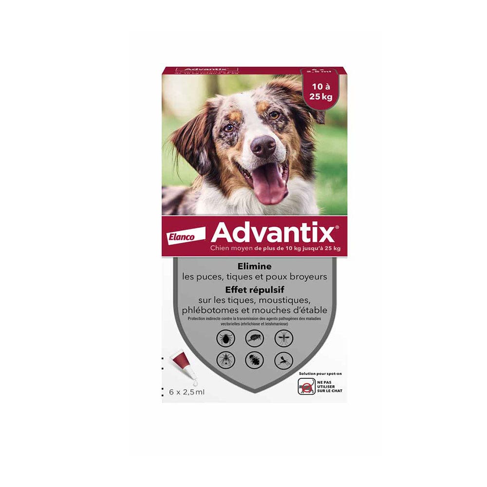 Advantix Pipettes for medium dogs for dogs weighing 10–25 kg 6 x 2.5 ml