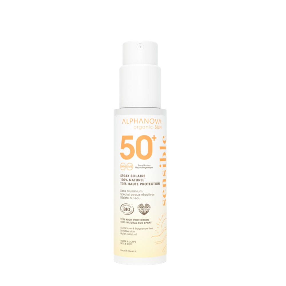 Alphanova Organic Sun Fragrance-Free SPF50+ Sensitive Sun Spray 100 g