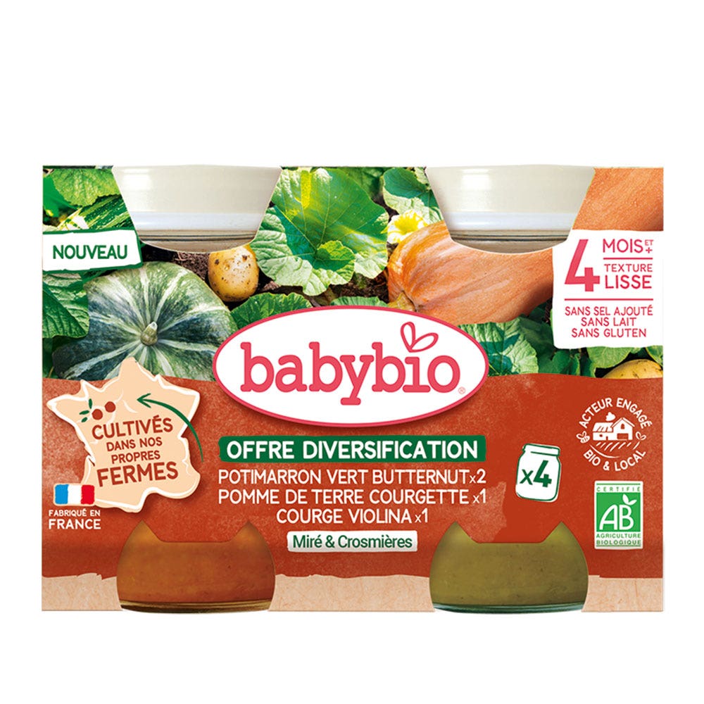 Babybio Vegetables Farm packs suitable from 4 months 4 x 130 g