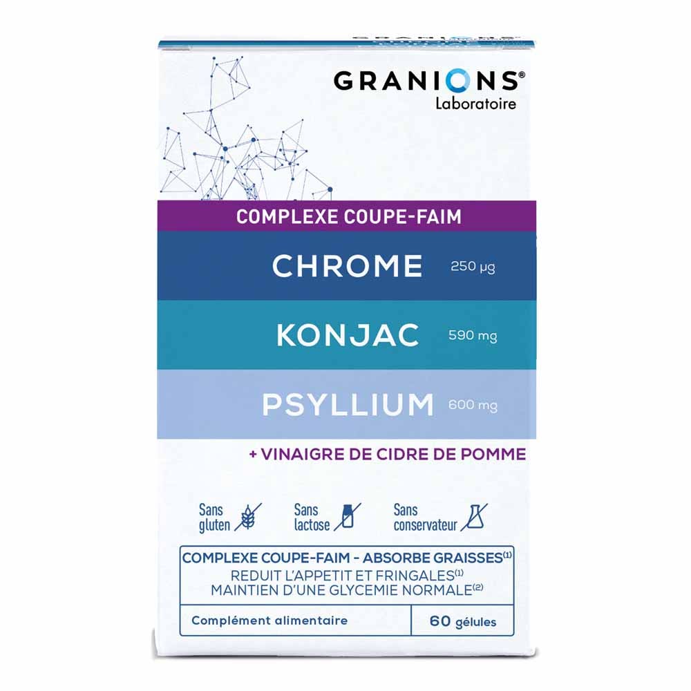 Granions Hunger Suppressant with Chrome, Konjac and Psyllium 60 capsules