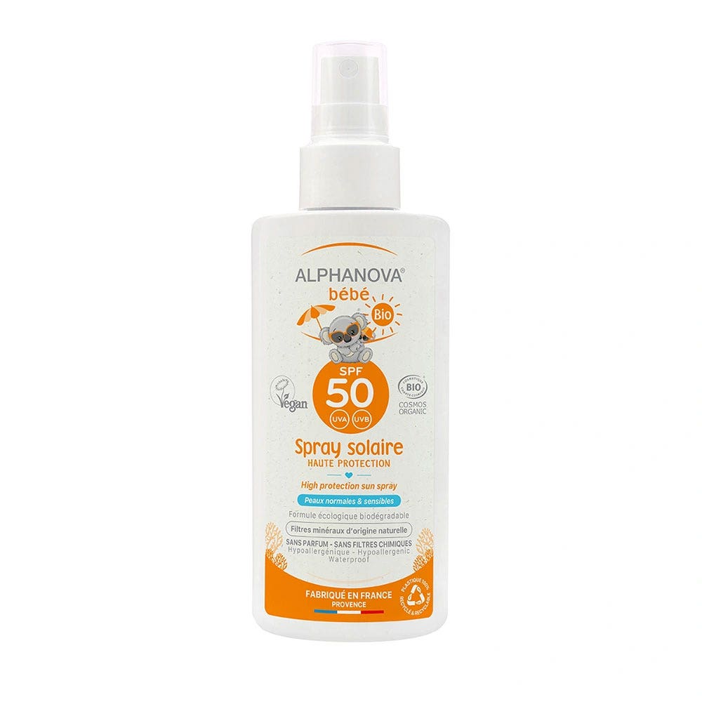 Alphanova Bébé Hypoallergenic SPF50 organic sun spray 125 g