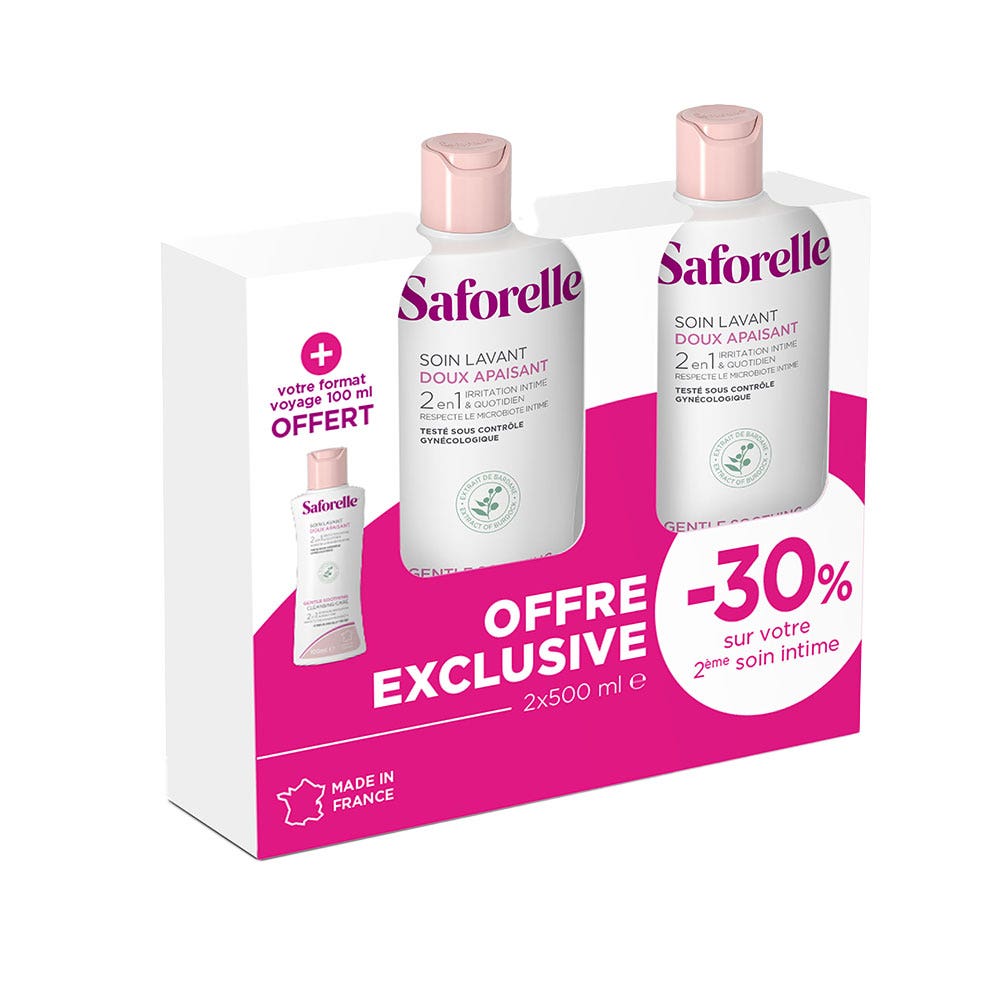 Saforelle Gentle cleansing wash for sensitive or irritated skin 2 x 500 ml