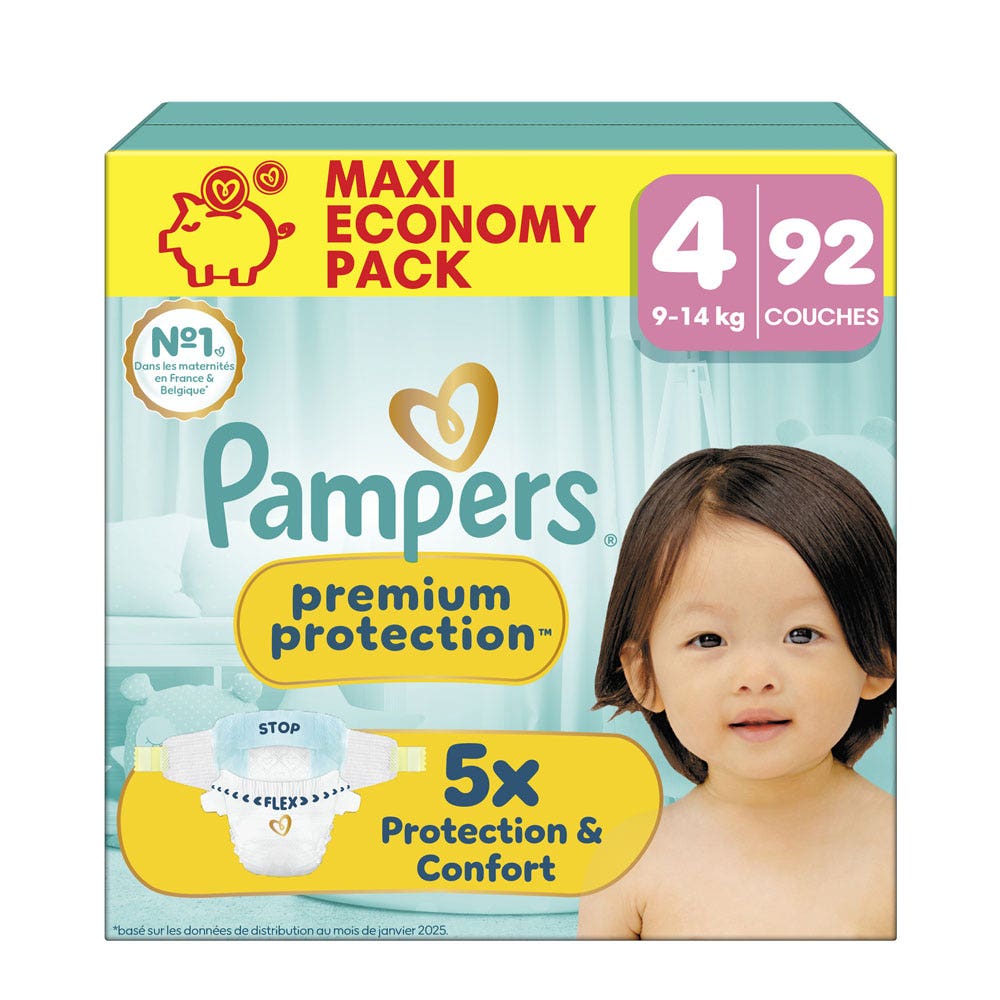 Pampers Premium Size 4 nappies (9-14 kg) 92 units