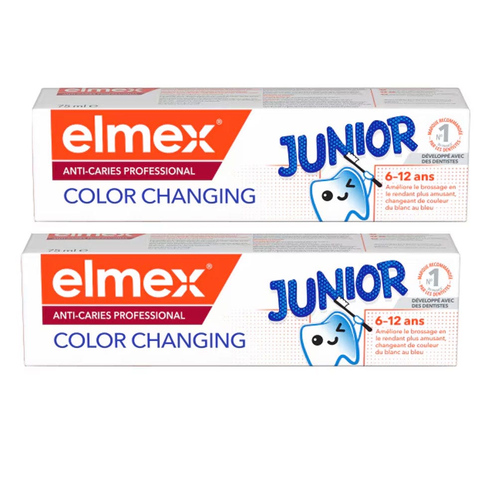 Elmex Color Changing Anti-Caries Toothpaste ages 6-12 2 x 75 ml