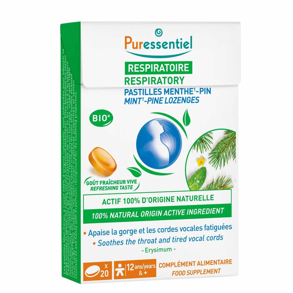 Puressentiel Respiratory Breathing Throat Pastilles Mint-Pine x20