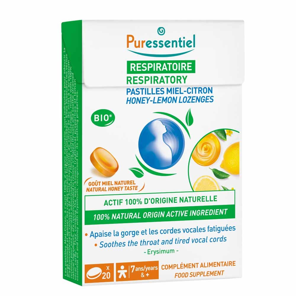 Puressentiel Respiratory Breathing Throat Pastilles Honey-Lemon x20