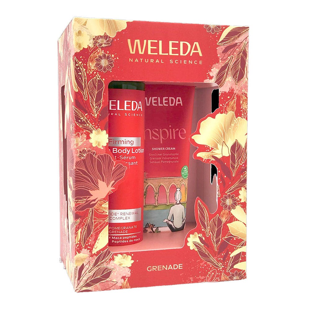Weleda Pomegranate Firming serum milk and Inspire shower cream gift set