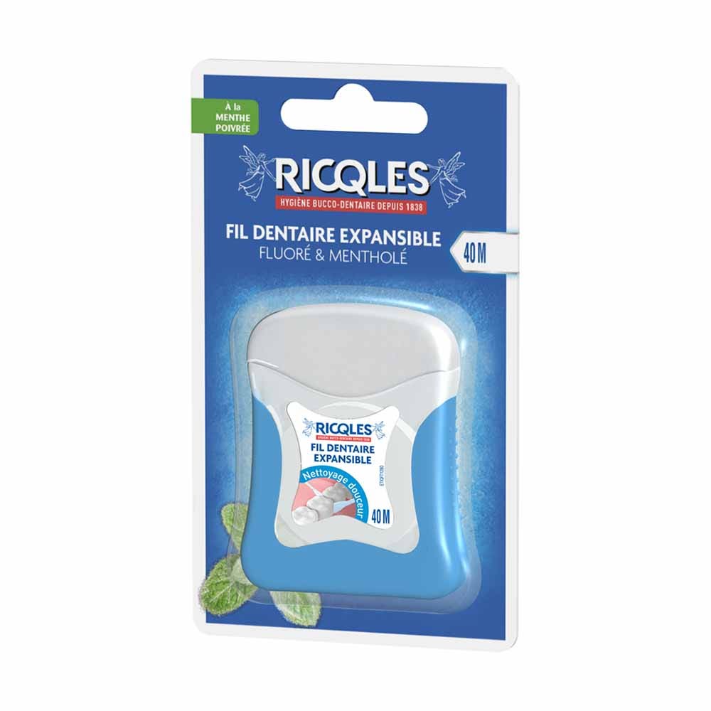 Ricqles Waxed Dental Floss Goût Mentholé x 40m
