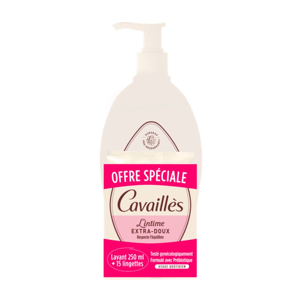 Cavaillès Intimate Dryness Extra gentle cleansing care kit with wipes