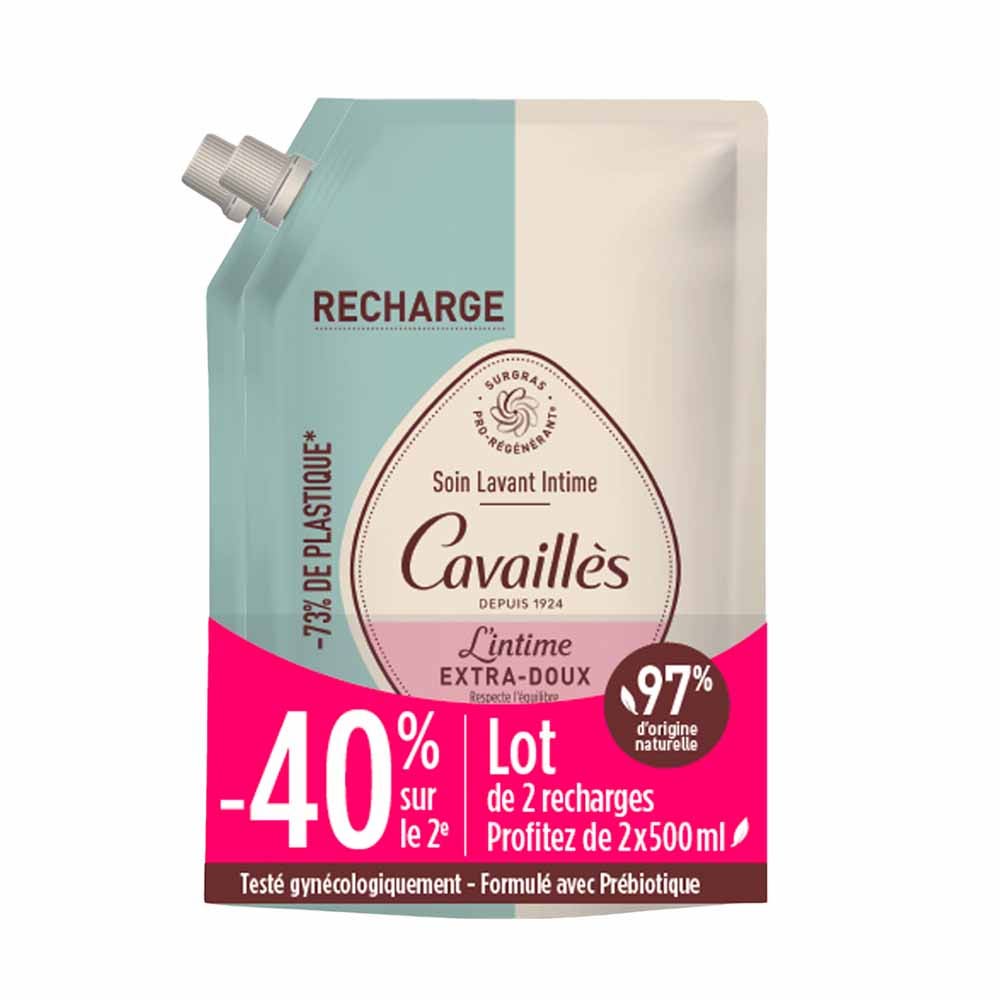 Cavaillès Intimate Dryness Eco-Refill Extra Gentle Cleansing Wash 2 x 500 ml