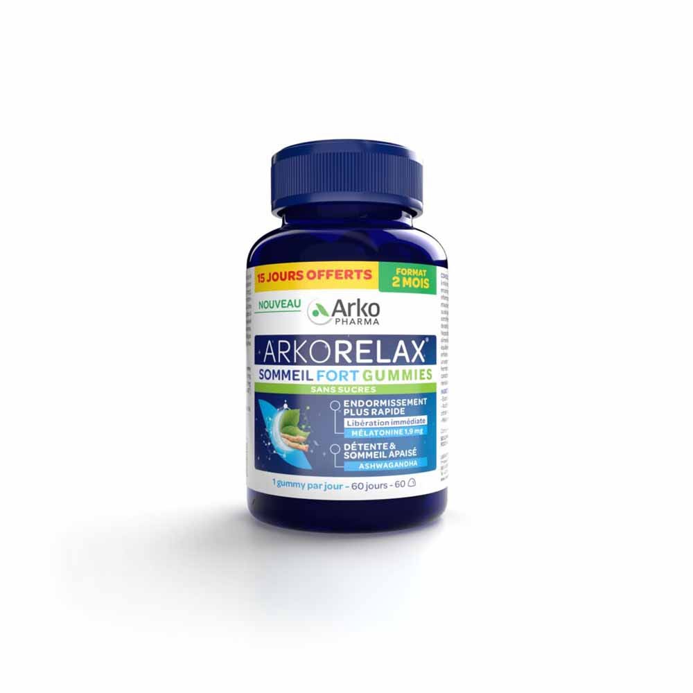 Arkopharma Arkorelax Sommeil forte ashwagandha melatonin 1.9 mg 60 sugar-free gummies