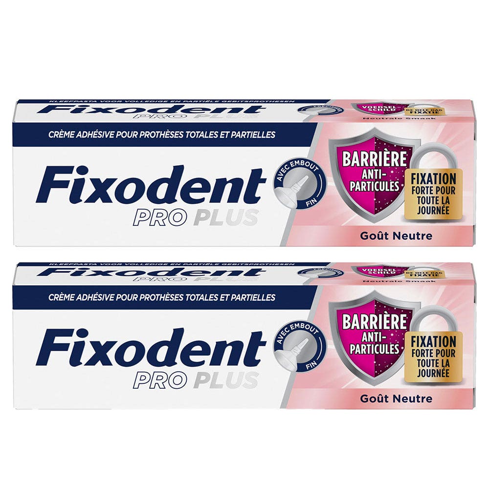 Fixodent Pro plus Adhesive cream for full and partial dentures anti-particle barrier 2 x 35 g