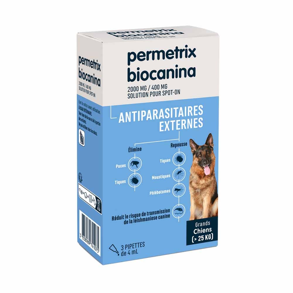 Biocanina Pest Control Spot-on solution for large dogs weighing Plus 25 kg Permetrix 3 pipettes