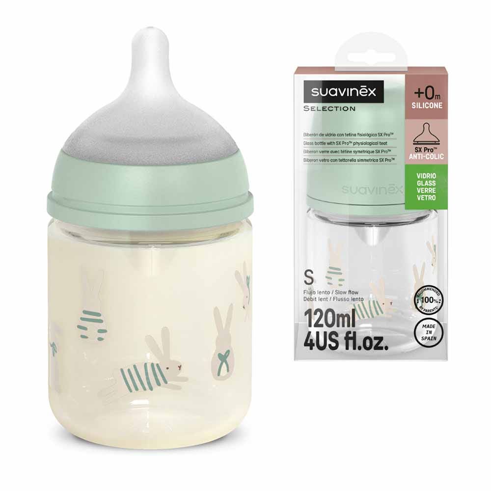 Suavinex SxPro Glass Feeding Bottle Slow Flow 120ml
