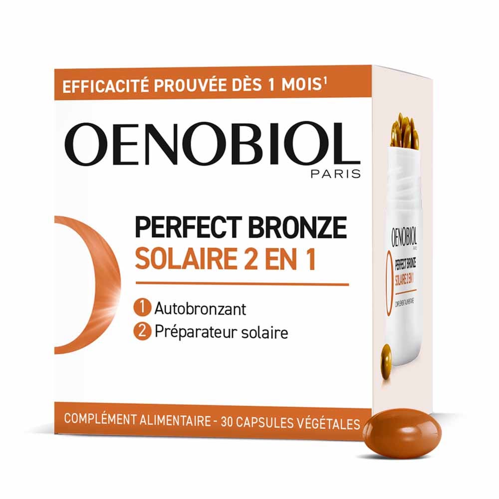 Oenobiol Perfect Bronze 2-in-1 sun care self-tan and sun prep 30 capsules