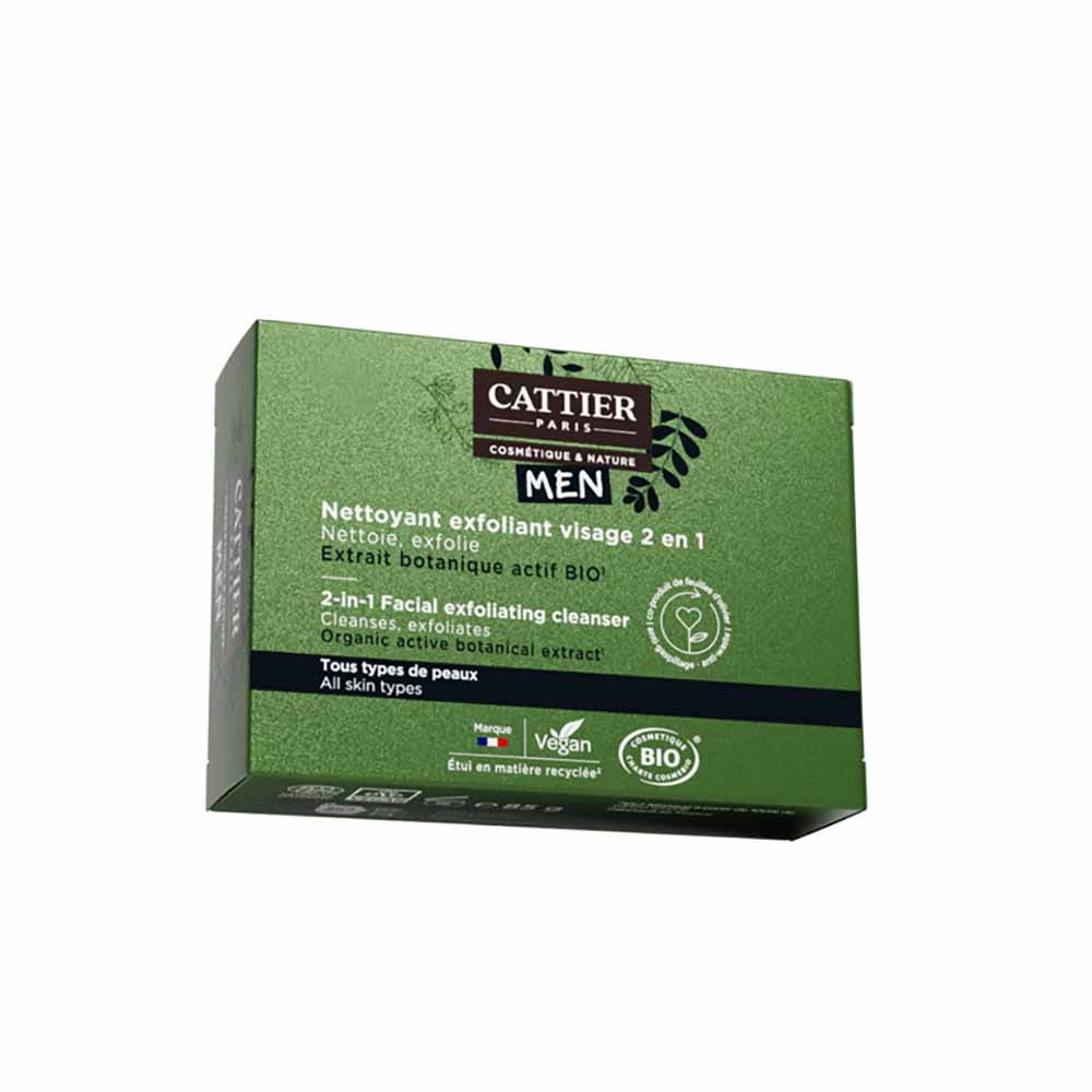 Cattier Man 2 in 1 Exfoliating Cleanser - Solide Bioes 85g