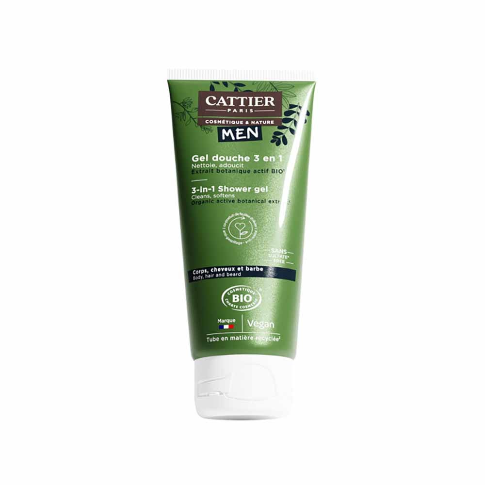 Cattier Man 3 in 1 Shower Gel Bioes Body, Hair & Beard 200ml
