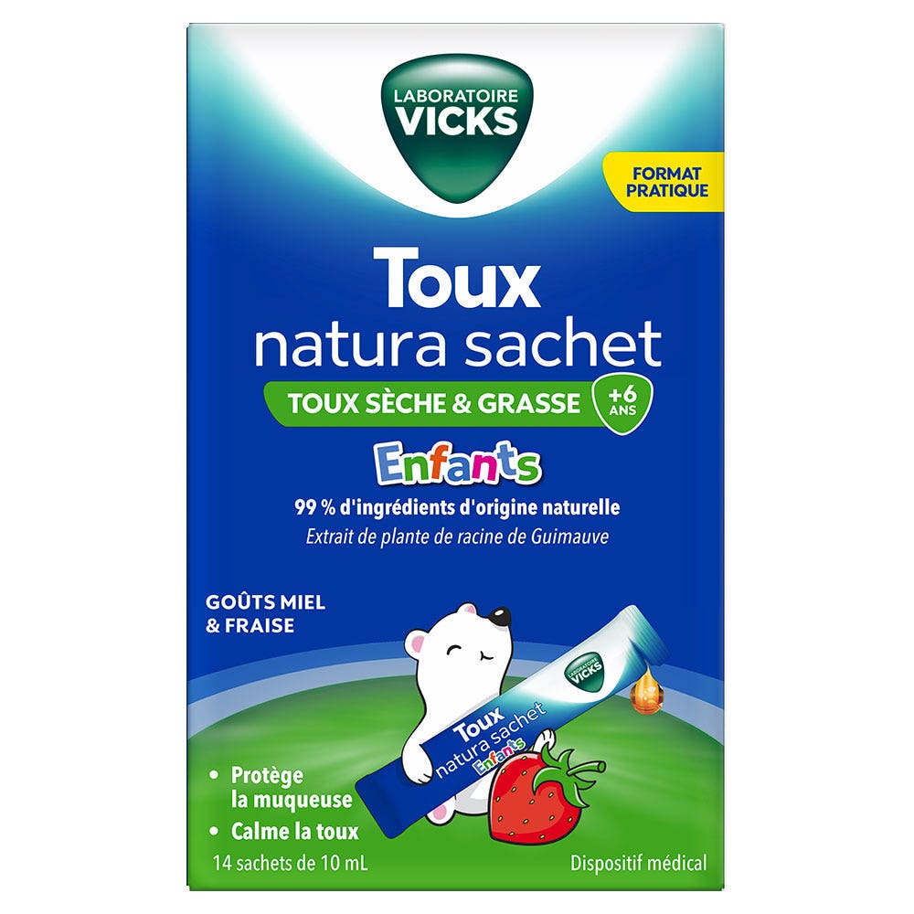 Vicks Natura Children Dry And Productive Cough Syrup 10 x 14 ml sachets