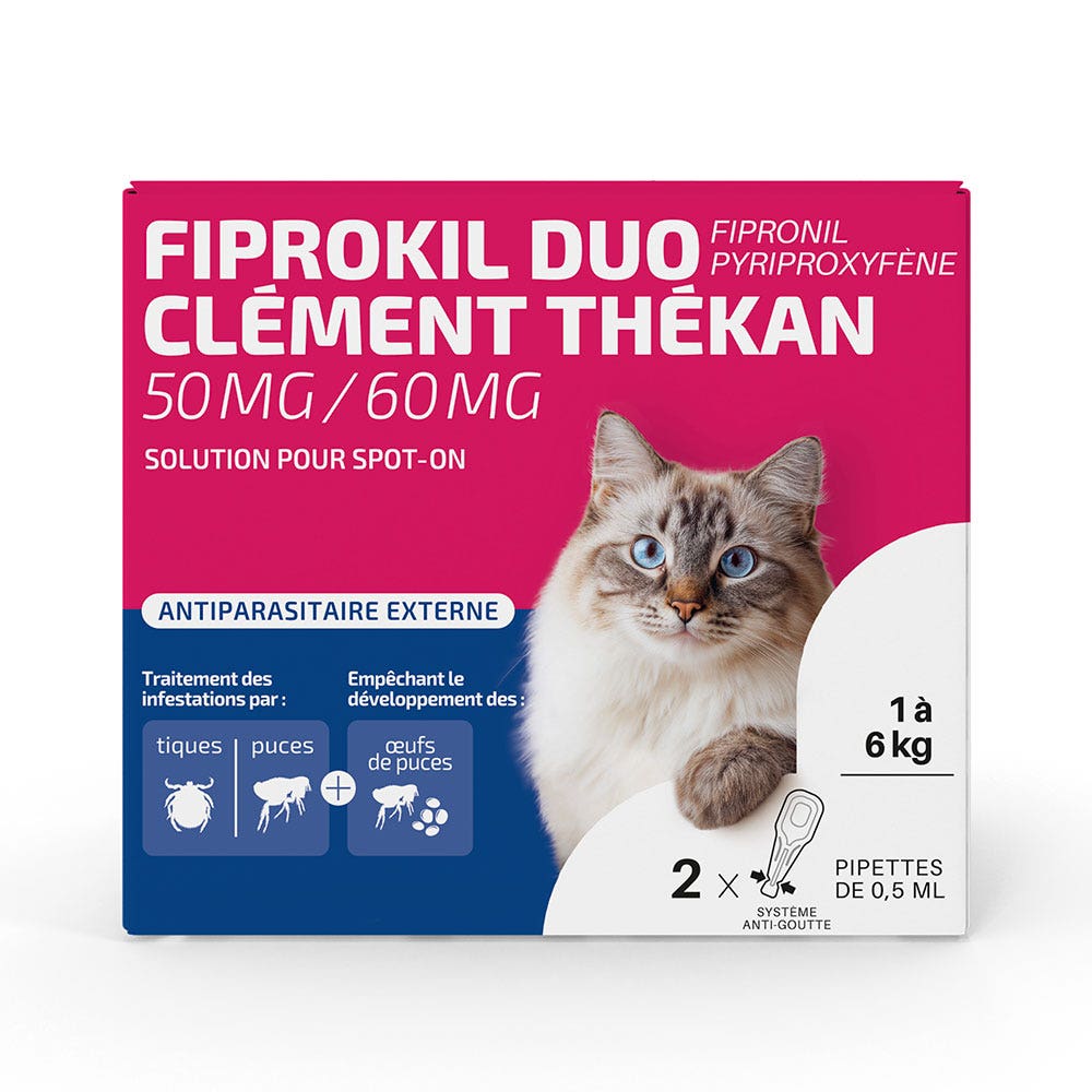Clement-Thekan Fiprokil Cat Flea & Tick Duo Cats 1-12 kg 2 pipettes