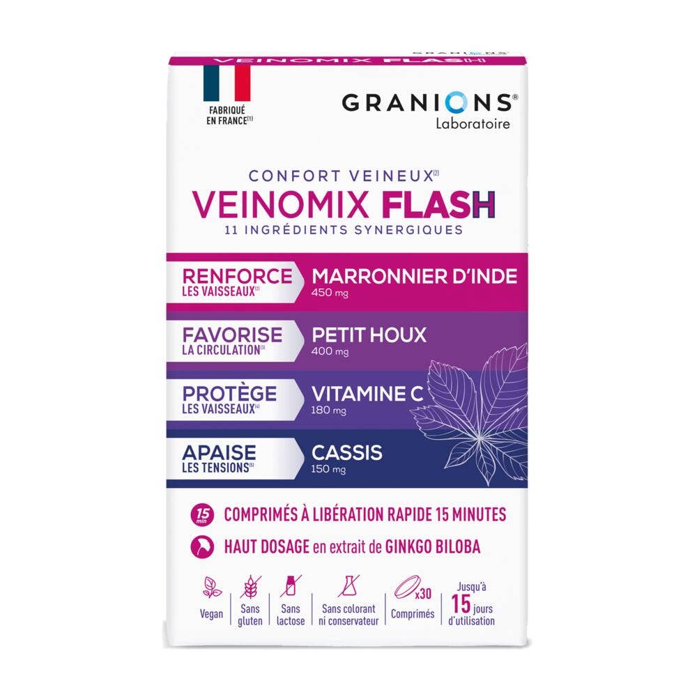 Granions Veinomix Flash 1200 mg Venous Circulation 30 tablets
