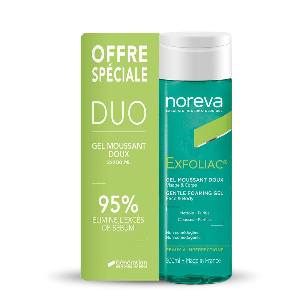 Noreva Exfoliac Gentle foaming cleanser 2 x 200 ml