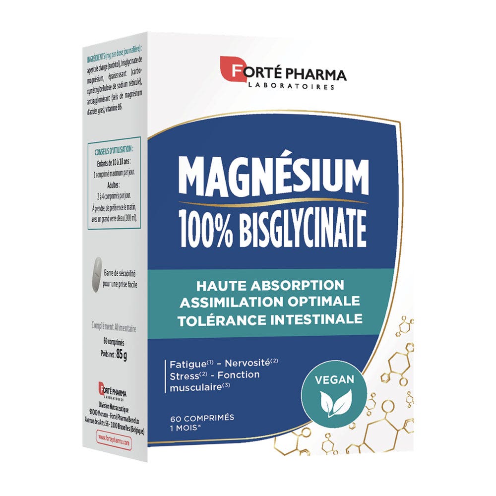 Forté Pharma 100% bisglycinate magnesium high absorption 60 tablets