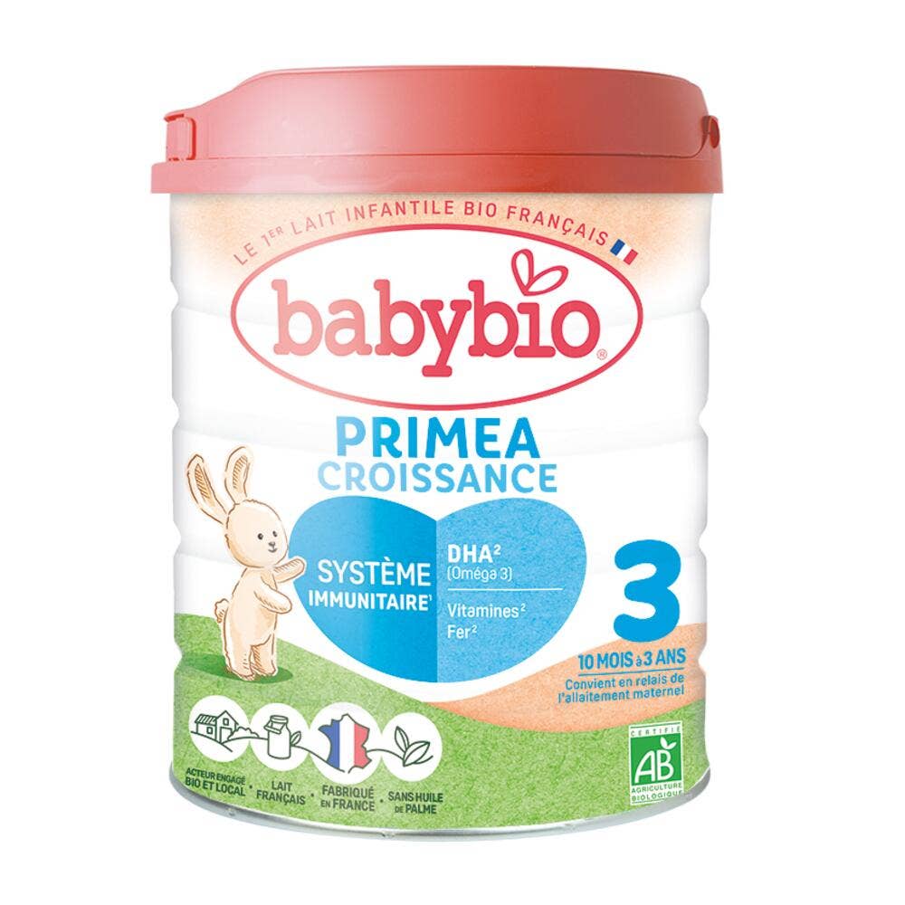 Babybio Baby Milks Primea 3 Organic Growth Milk Powder 10 Months to 3 Years De 10 Mois A 3 Ans 800g
