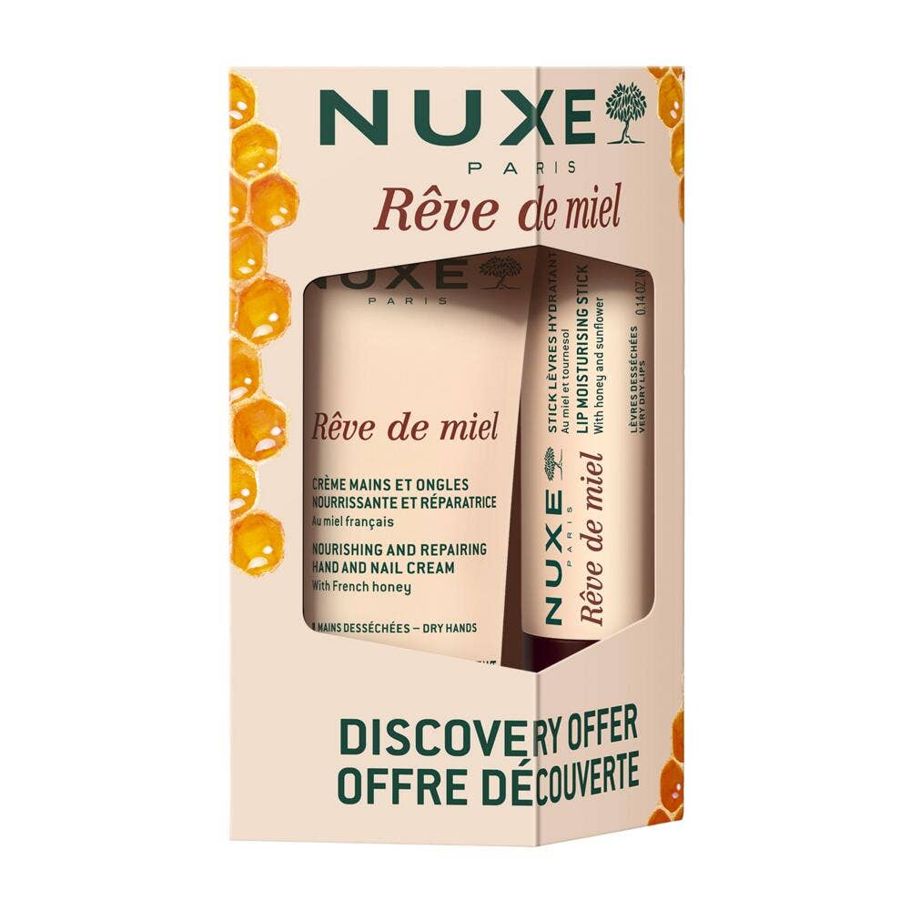 Nuxe Reve De Miel Hand And Nail Cream + Moisturizing Lipstick 30ml