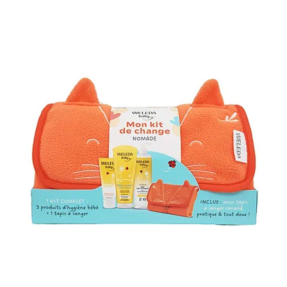 Weleda Calendula Travel baby changing kit cleansing water + nappy change cream + cleansing cream and changing mat