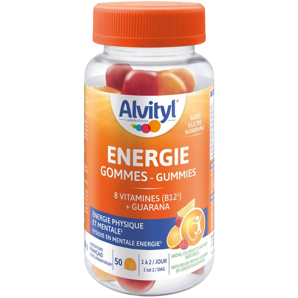 Alvityl Energy 8 vitamins & guarana orange, lemon and raspberry flavour x50 erasers