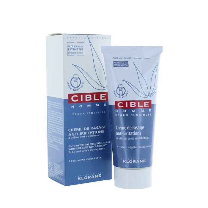 Cible Anti-irritating Shaving Cream Used With Shaving Brush 100ml Peaux Sensibles Klorane