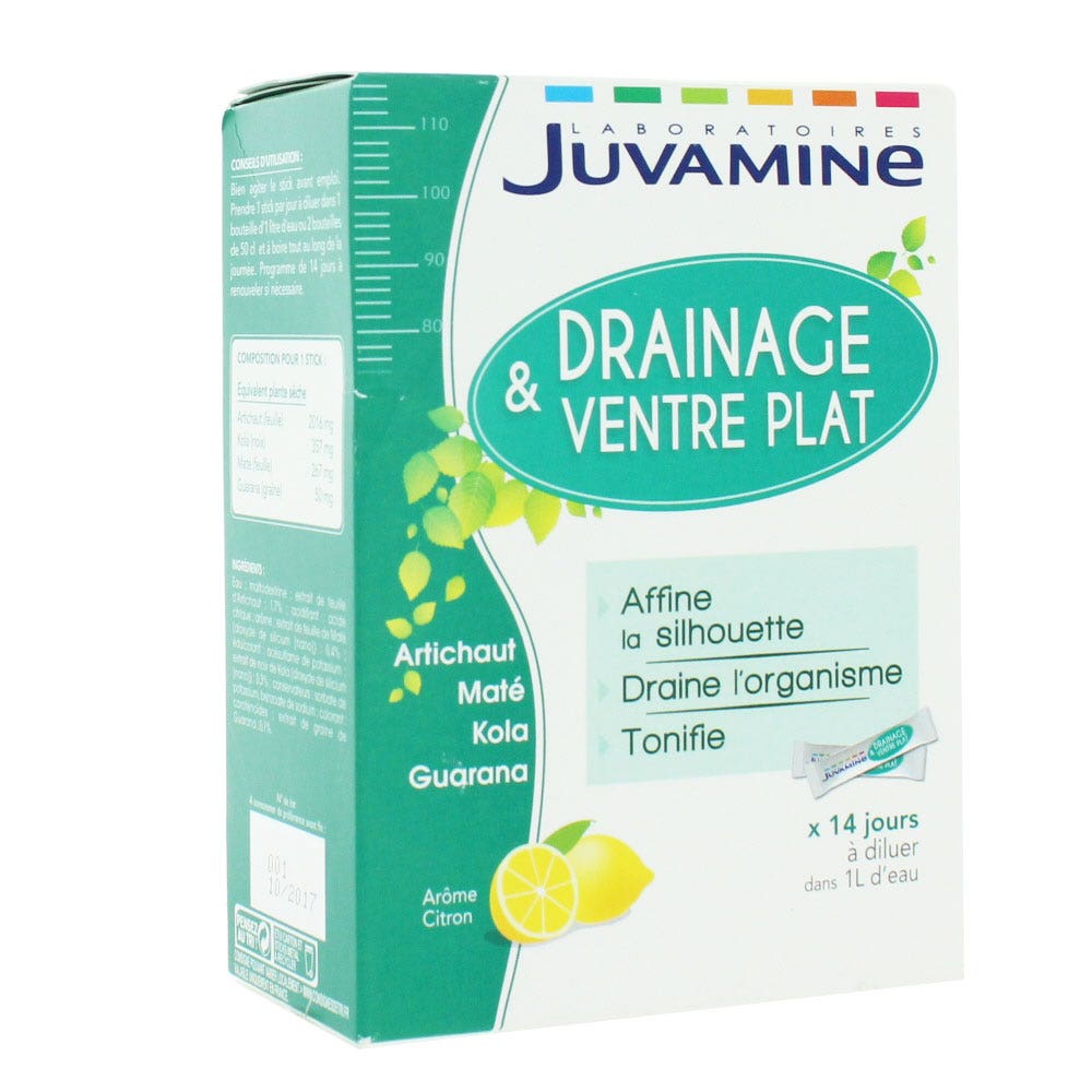 Juvamine Drainage & Flat Stomach 14 Liquid Stick Sachets 14 Sticks Liquides