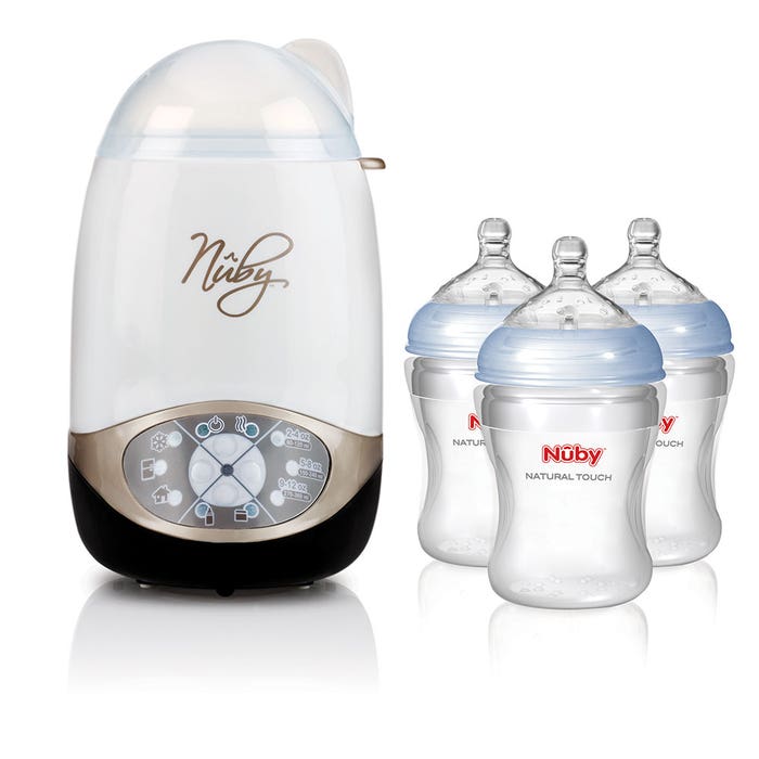 NUBY  DELUXE 2 IN 1 ELECTRIC WARMER AND STERILIZER + 3 BABY BOTTLES   SLOW FLOW 150ML