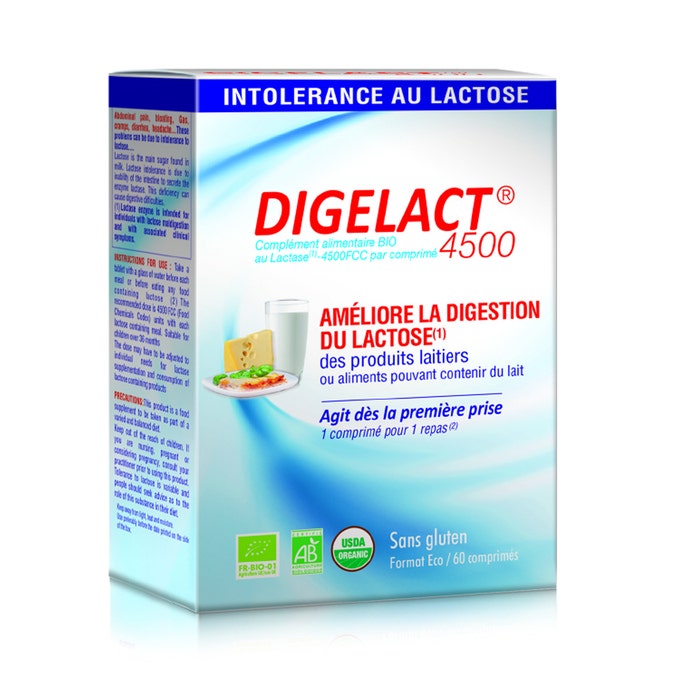 Alphanova Digelact Lactase 4500 Organic 60 Tablets