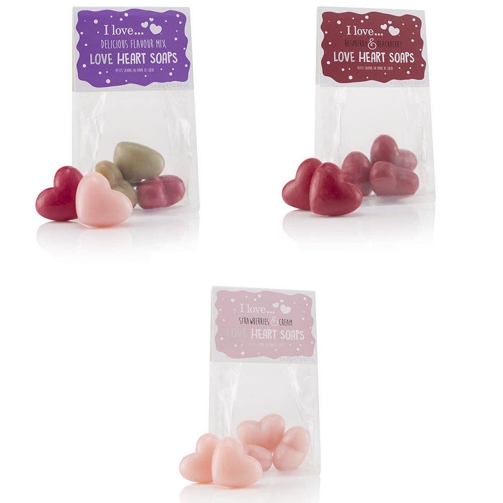 I Love Heart-Shaped Mini Soaps 5x25g