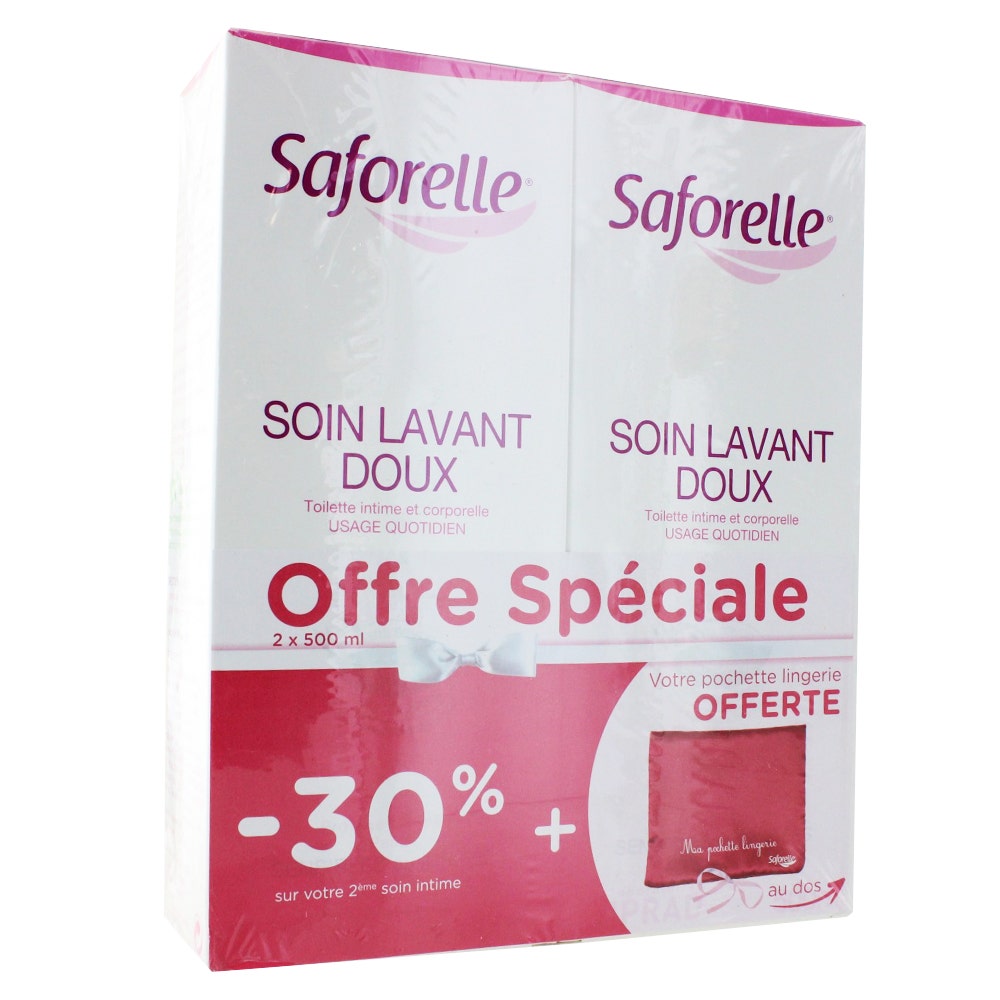 Saforelle Soin Lavant Doux Peaux Sensibles Ou Irritees Pochette Offerte 2x500ml