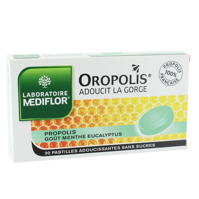 Mediflor Oropolis Propolis Mint Eucalyptus Flavour Lozenges X20 20 pastilles Gout Menthe Eucalyptus Mediflor