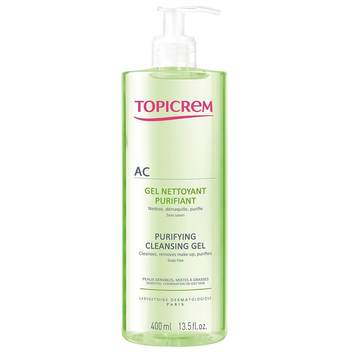 Topicrem Ac Purifying Cleansing Gel Combination To Oily Skins 400ml Ac Peaux Mixtes A Grasses Topicrem