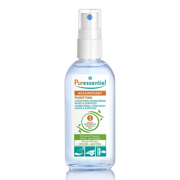 Antibacterial Spray For Hands And Surfaces Puressentiel 80ml Assainissant Puressentiel