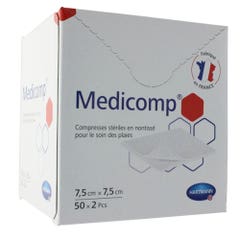 Hartmann Medicomp Sterile Non Woven Compresses 7.5x7.5cm 50 Sachets/2 Compresses Medicomp 50 Sachets De 2